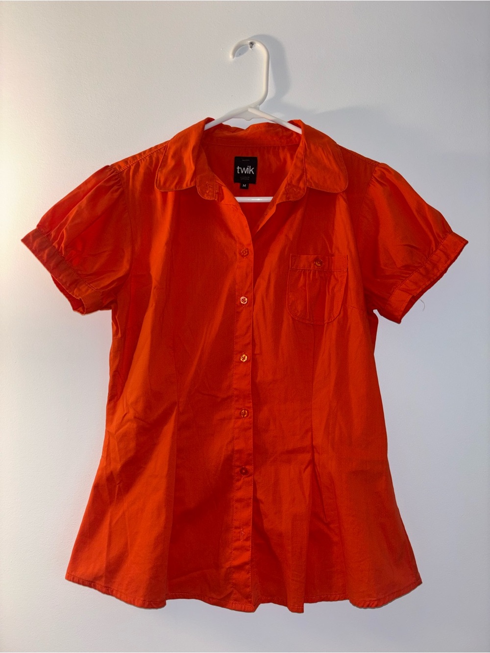 twik Bright Orange Short-Sleeve Button-Down Shirt
